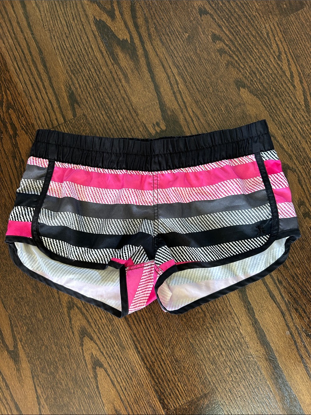 Hurley Women’s Pink and Black Stripe Board Shorts